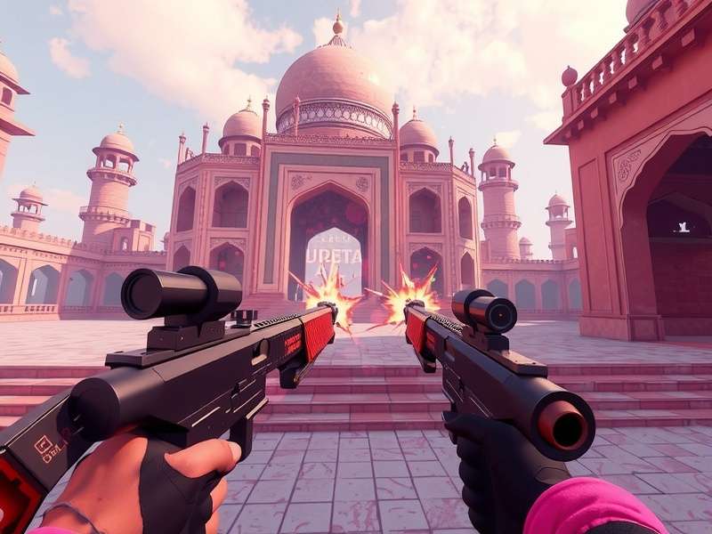 Superhot VR: Desi Challenges gameplay showing Indian-inspired environment