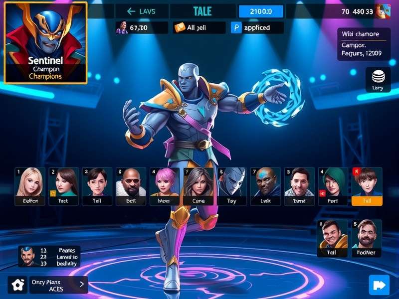 Sentinel Champion Ace character selection screen showing diverse champions