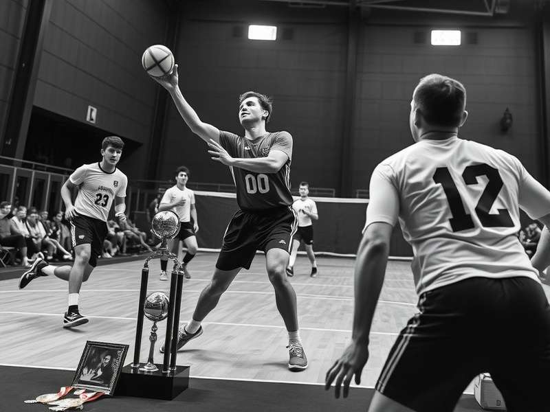 Professional handball match showcasing top performers Handball players in action during an intense match