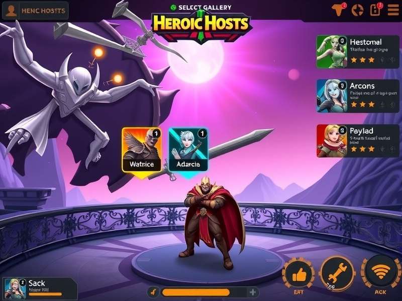 Heroic Hosts gameplay screenshot showing character selection interface