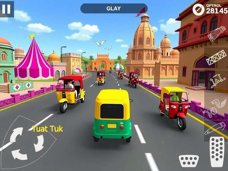 Tuk Tuk Rajasthan Rush customization options showing various auto-rickshaw designs