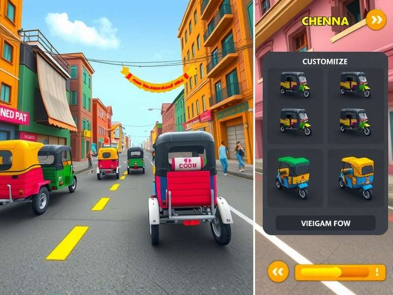 Rickshaw Runner Pro customization options showing various rickshaw designs