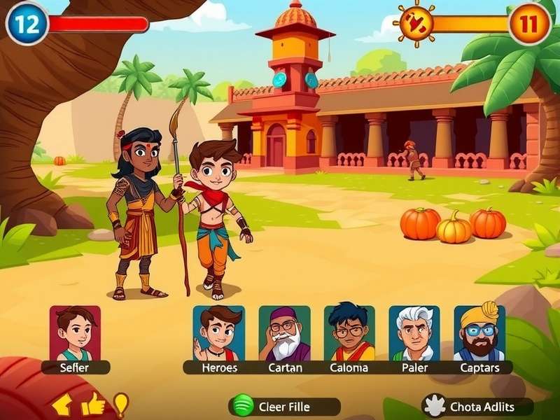 Chota Bheem Adventure Master character selection screen showing all available heroes