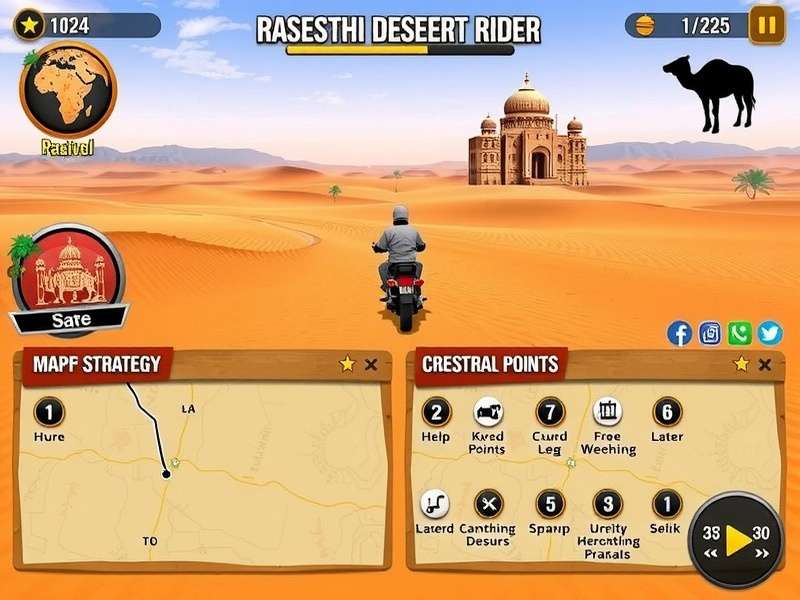Rajasthan Desert Rider strategy guide showing map and navigation points