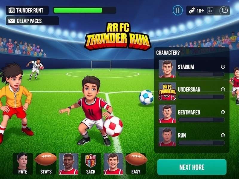 RR FC Thunder Run character selection screen showing diverse players