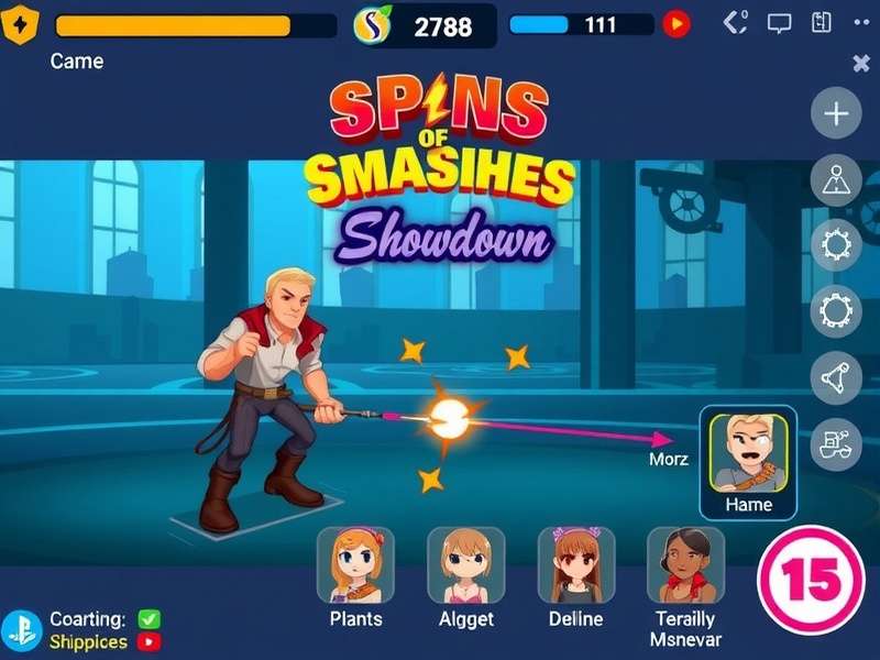 Spins Smashes Showdown gameplay screenshot showing character action
