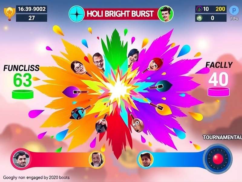 Holi Bright Burst gameplay visualization showing color explosion mechanics