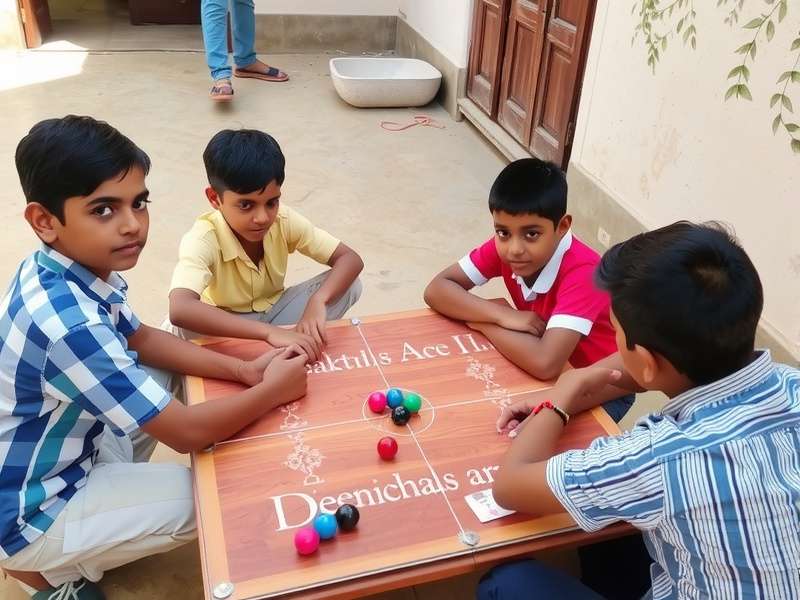 Children playing Kancha Ace marble game in India