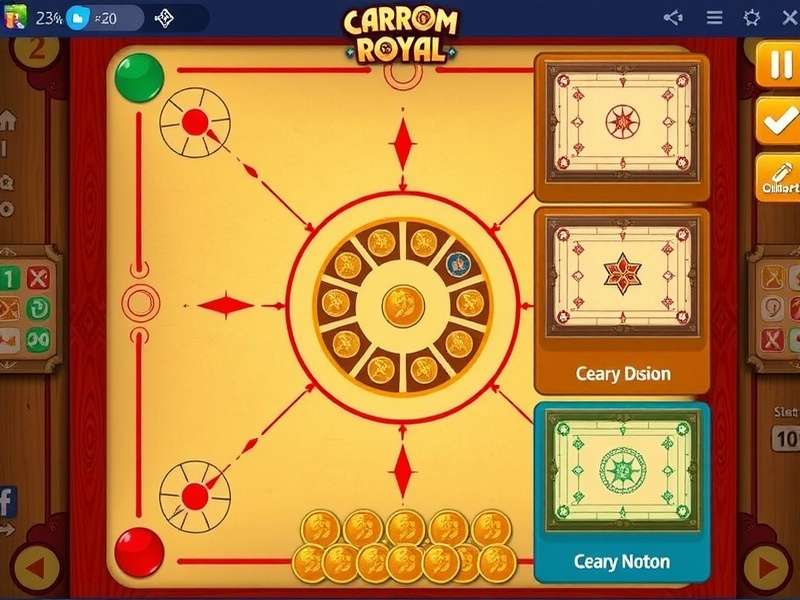 Carrom Royal Rush rules illustration showing coin arrangement