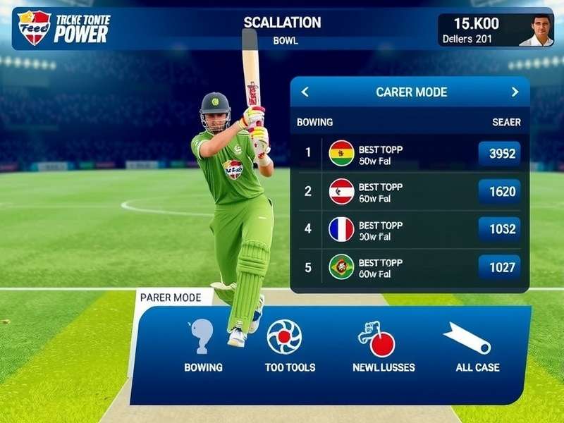 Ultimate Cricket Power Batting Interface Ultimate Cricket Power gameplay screenshot showing batting action