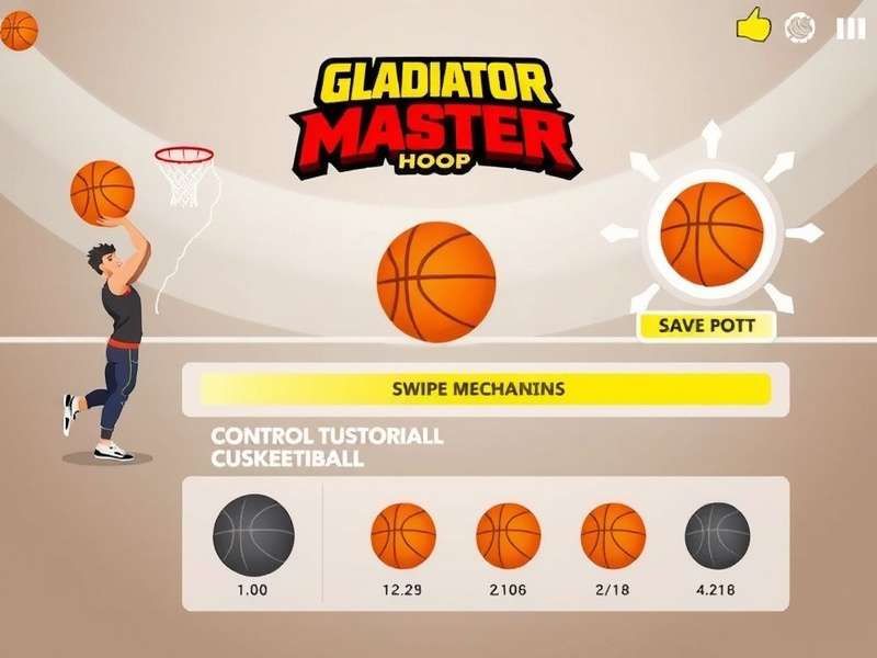Gladiator Hoop Master gameplay screenshot showing basketball shooting mechanics