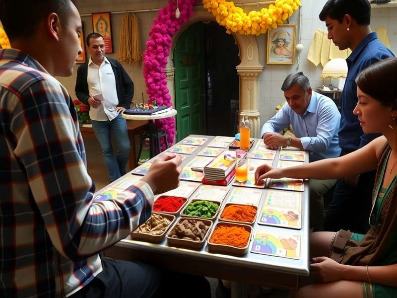 Spice Bazaar gameplay with colorful cards and tokens