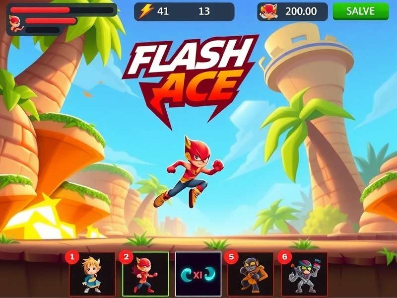 Flash Run Ace gameplay screenshot showing character running through vibrant environment