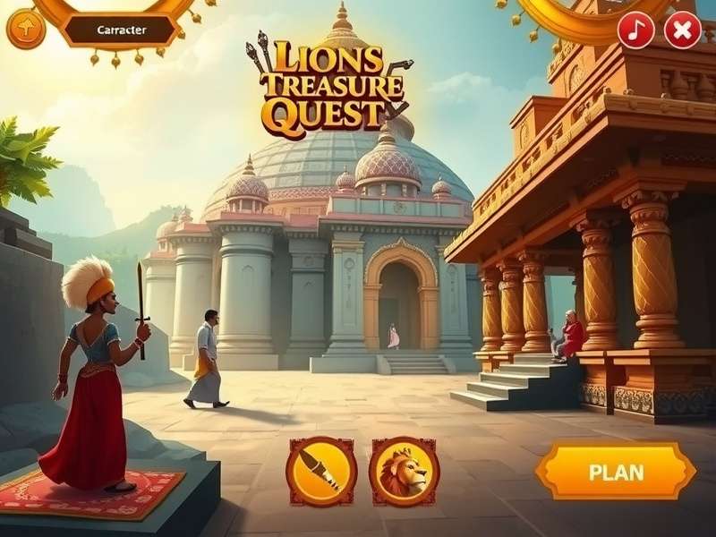 Lions Treasure Quest gameplay showing character in ancient Indian temple