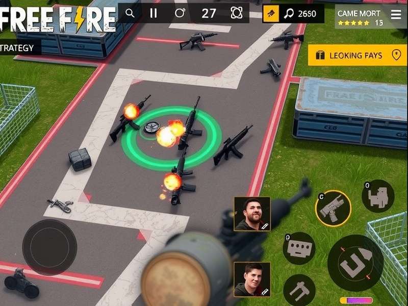 Free Fire Surge Warriors weapon collection showing various guns and equipment