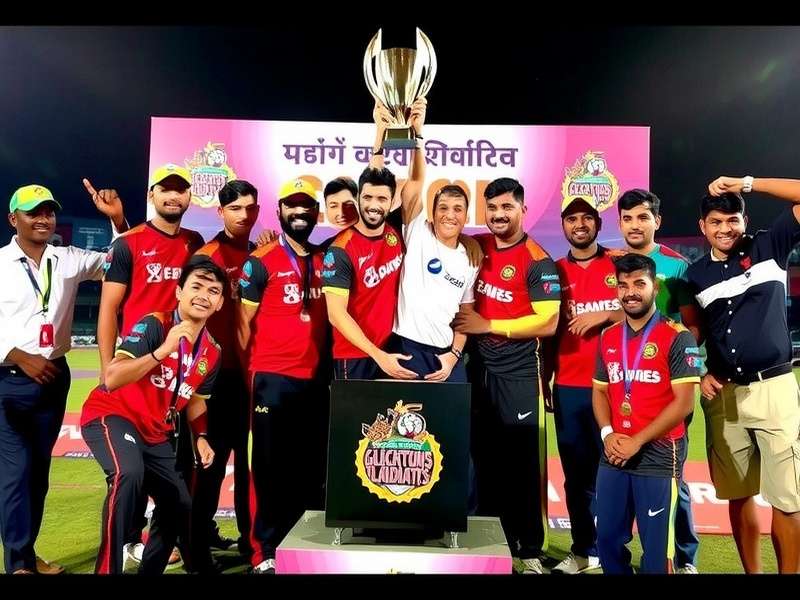 Championship victory celebration Bengaluru Cricket Gladiators trophy celebration